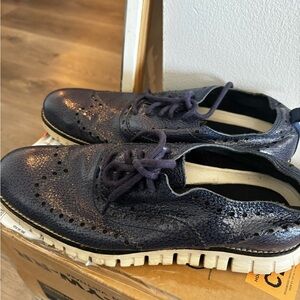 Men's Blue Leather Brogue Shoes